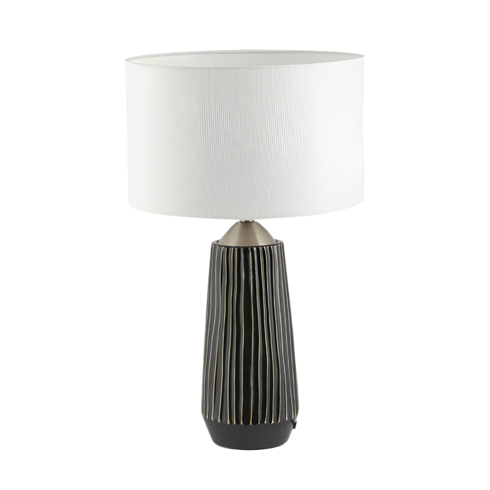 Artemis Black Textured Ceramic & Brushed Silver Tall Table Lamp - CLEARANCE